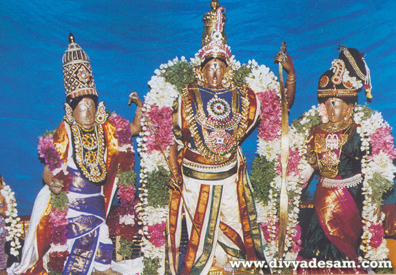 Sri Ramar, Sita Piratti, Lakshmanar and Siriya Thiruvadi - Hanuman, Thirucherai - Divyadesam