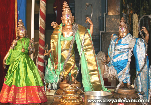 Sri Ramar along with Seetha Piratti and Lakshmanar, Aminjikarai Temple, Chennai