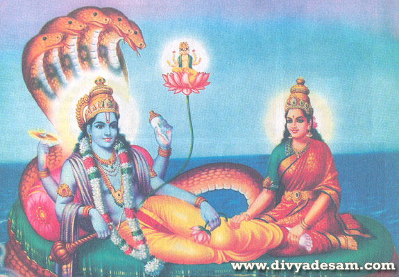 Sri Vishnu and Sri Lakshmi in Paarkadal